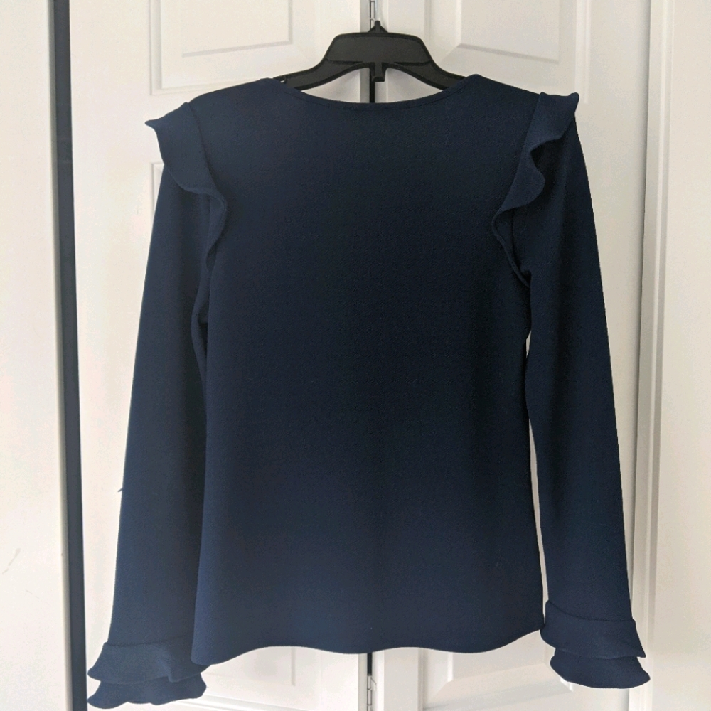 Express Blue Ruffle Blouse with Palpatine Sleeves - Picture 2 of 5